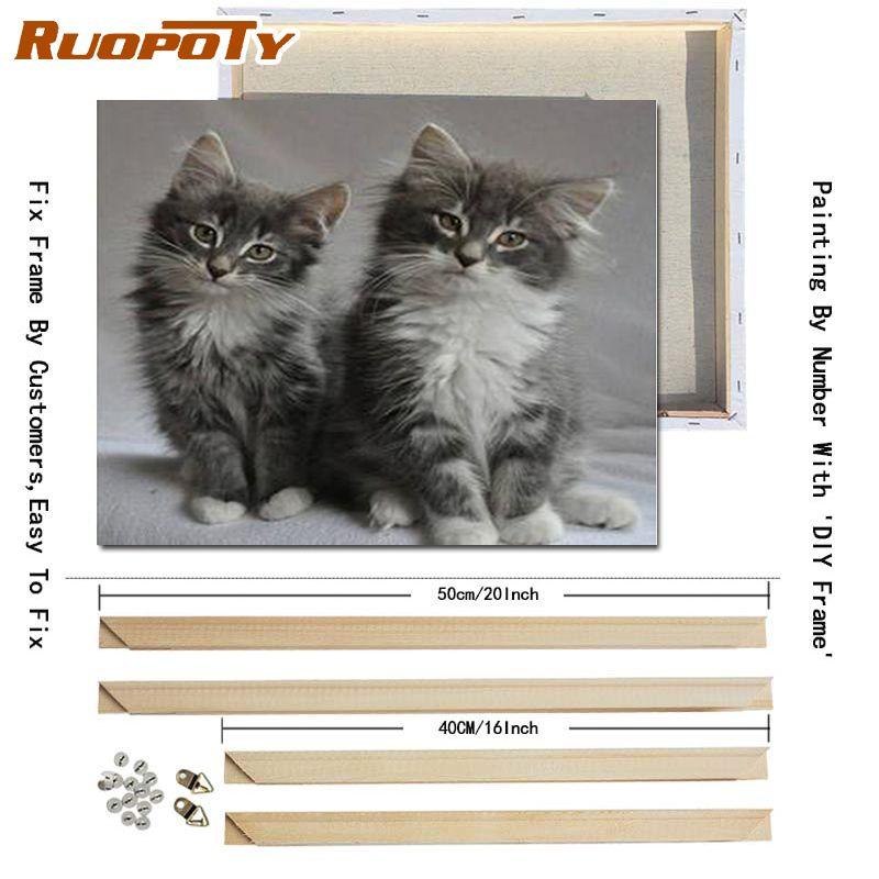 RUOPOTY With DIY Frame Animals DIY Painting By Numbers Modern Wall Art Canvas Hand Painted Oil Painting For Home Decoration