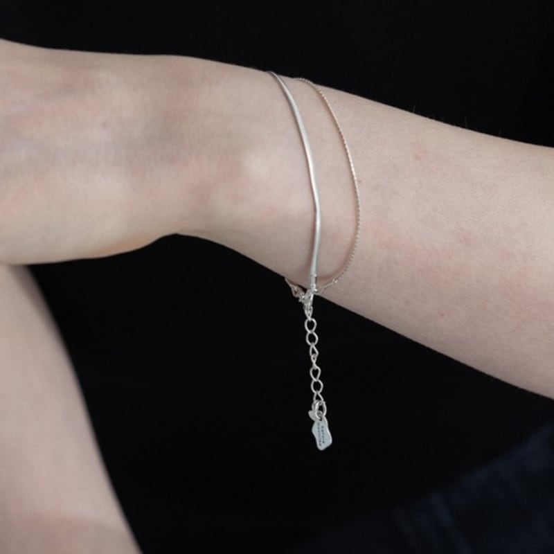 BEFORE MOONRISE [Silver 925] Snake Double Chain Bracelet SB206