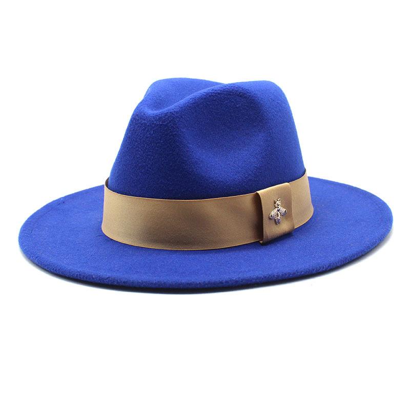 Autumn and Winter Big Eave Hat Fashion Woolen Top Hat Men's and Women's Woolen Panama Jazz Fedora