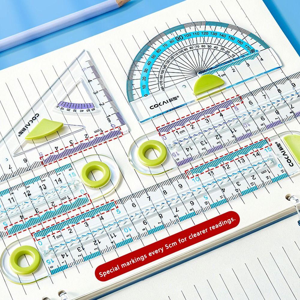 4pcs Soft Silicone Straight Ruler Non Slip Triangle Rulers Simple Stationery Ruler  School Office