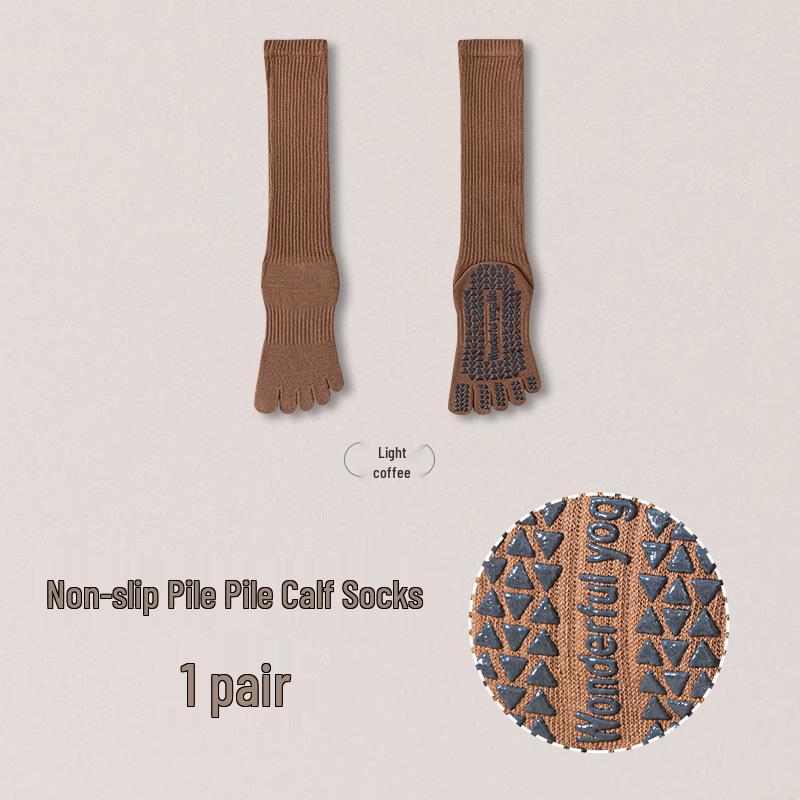 

Five-Toe Non-Slip Over-the-Knee Pilates & Yoga Socks for Women - Autumn/Winter Fitness Style Size 35-40 світло-коричневого кольору