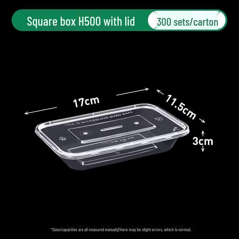 ZLIII 500ml Rectangular Disposable Plastic Food Containers