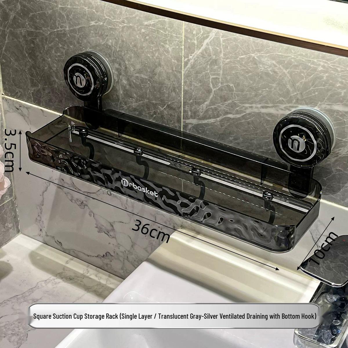 No-Drill Bathroom Suction Cup Wall Shelf