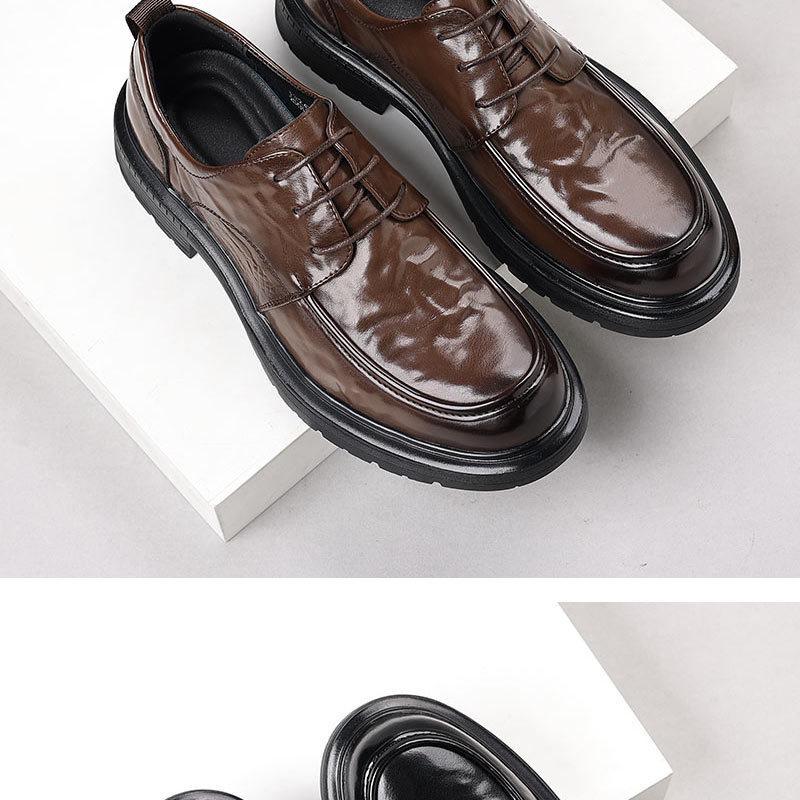 Men's British Style Business Leather Shoes - Comfortable, Versatile, Thick-Soled Formal Casual Footwear