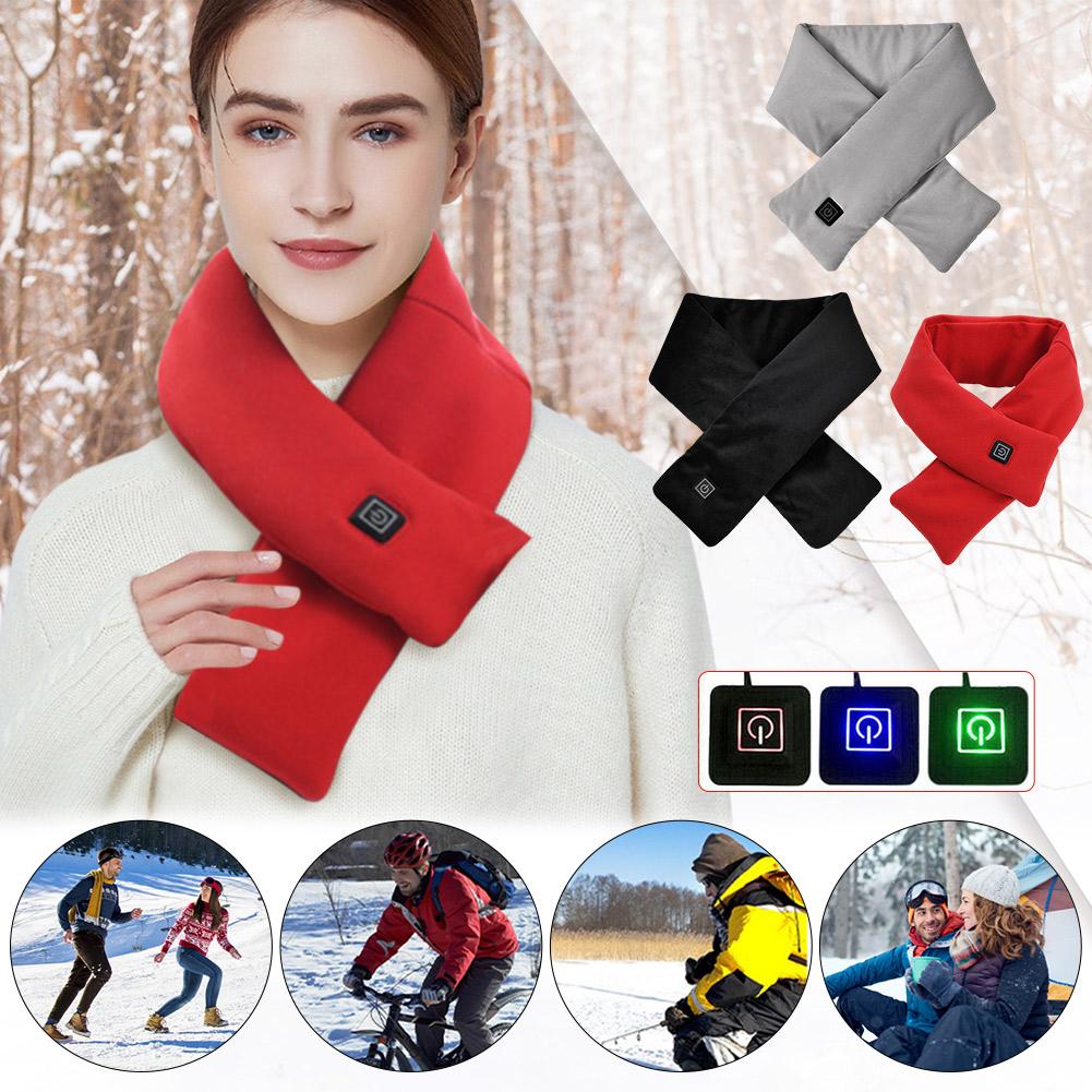 Electric Heating Scarf USB Charging Electric Heated Scarf Cold-Proof Heated Neck Scarf Washable for Climbing Hiking Cycling
