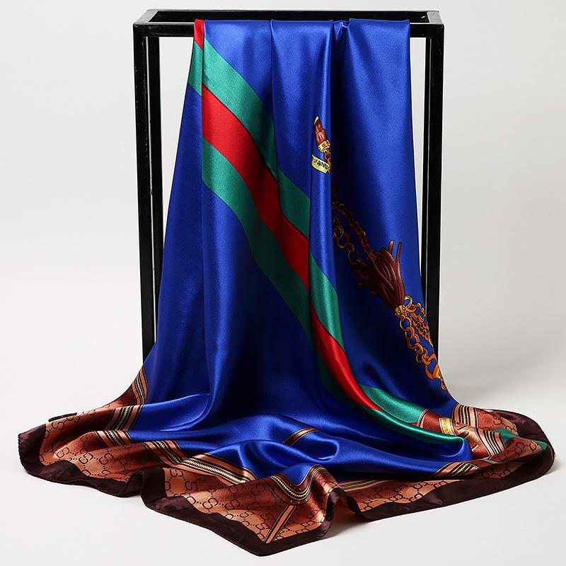 Chinese Style 90 * 90Cm Large Square Scarf Simulation Silk Scarf Scarf Shawl