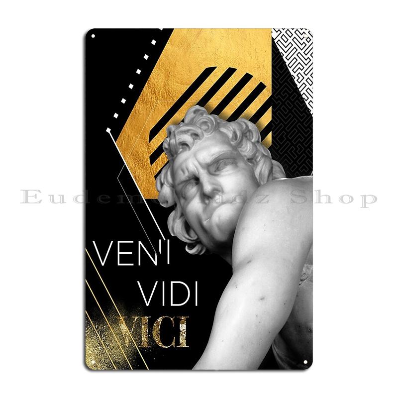 Mfoever Veni Vidi Vici Caesar Metal Sign Wall Mural Party Vintage Party Designs Veni Vidi Vici Caesar Tin Sign Poster