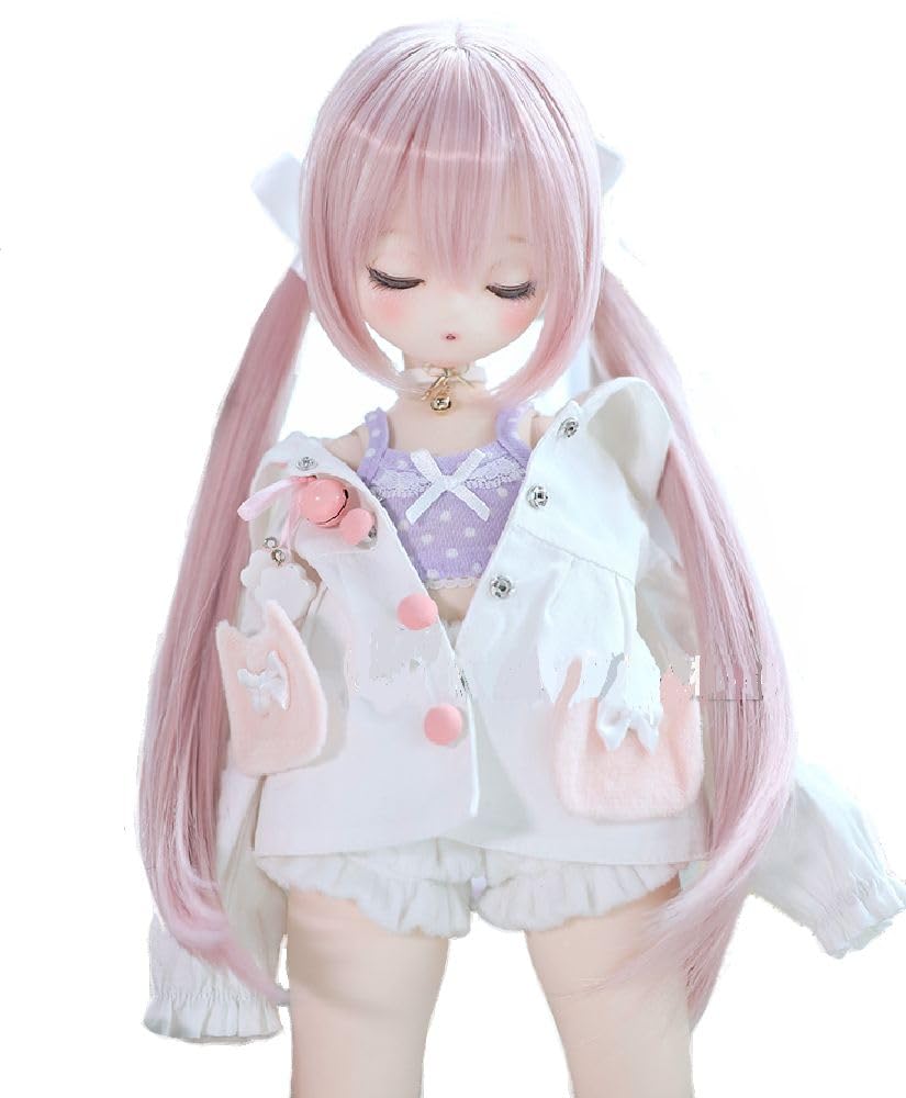 Heat-resistant wig for dolls ST178 Twin tail 13 doll compatible wig Pale pink