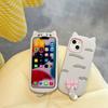For iPhone 15 Silicone Case Cute Cat Silhouette Design Shockproof Phone Back Cover