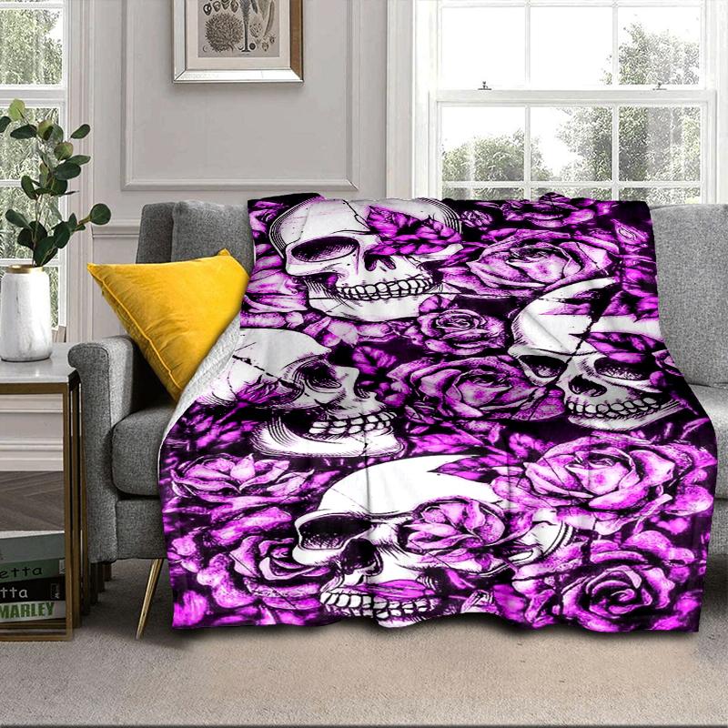 Skulls And Roses Artwork Blanket Flannel Blanket Throw Blanket Sofa Cover Blanket Soft Premium Blanket Picnic Blanket Tv Blanket Gifts