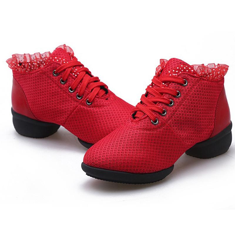 Breathable Mesh Rubber Sole Short Boots Sailor Dance Shoes Lace Up Soft Sole Latin Practice Shoes Teacher Shoes Square Dance Shoes