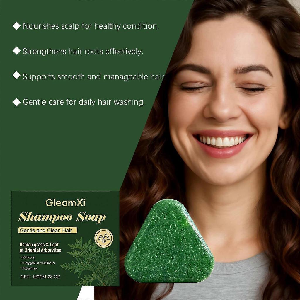 Limited time!!Gleamxi Usman Juniper Leaf Shampoo Bar - Gently Cleanses Scalp, Nourishes, And Leaves Hair Moisturized, Voluminous, And Shiny