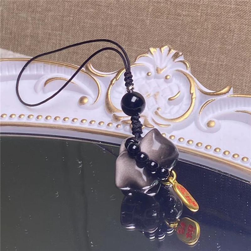 Where Winds Meet Silver Obsidian Cat Phone Charm Midnight Blades Game Player Pendant Anime Cosplay Backpack Charm for Game Fans