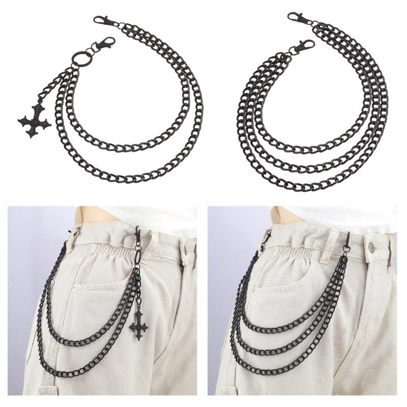 Pants Chain with Hollowed  Cross Wallet Chain Adult Jeans Pocket Chain Hiphop Rock Style Chain for Fashion Enthusiasts