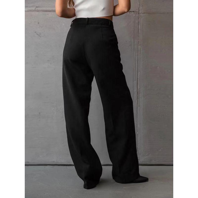 Fashion Wind Summer Black Elegant High Waist Straight Pants High Waisted Straight Leg Pants
