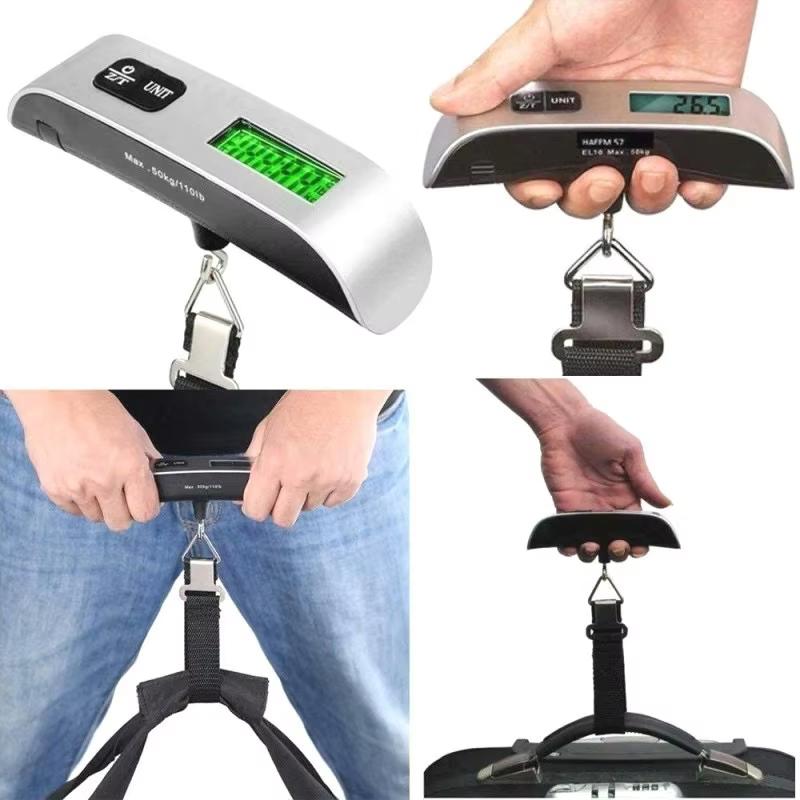 Balança portátil de alta precisão digital com visor LCD, mala de viagem, bolsa suspensa, balança de gancho, ferramentas de balança, 110 lb/50 kg