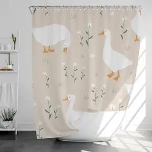 

Cute Goose Shower Curtain With 12 Hooks, 100% Waterproof, Modern Bathroom Decor, Housewarming Gift W60H190(CM)-1 Pcs