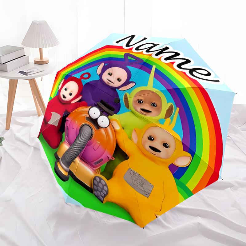 Personalized Name T-Teletubbies Print Umbrella - Automatic Open/Close, Eight-Rib Durable Frame, Automatic Folding Umbrella