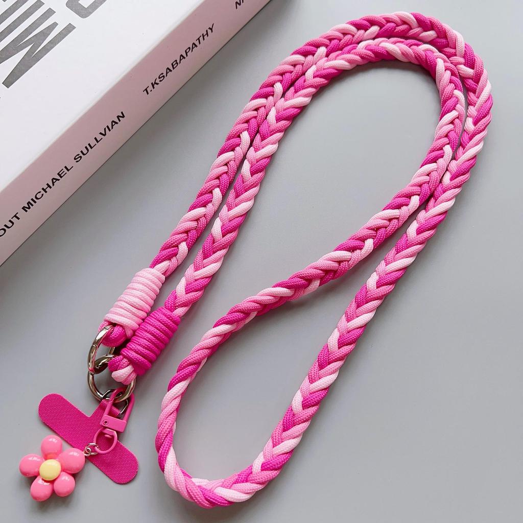 Trendy Multicolor Adjustable Crossbody Phone Lanyard - Thick Braided Anti-Drop Chain