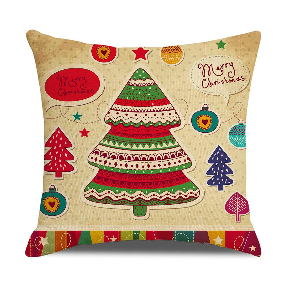 Home Christmas Decorative Pillowcase Bedroom Living Room Sofa Cushion Cover Santa Claus Elk Dwarf Printed