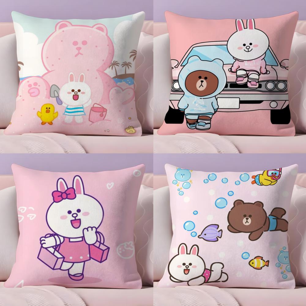 Kingdom L-Line F-Friends Pillow Case Plush Fabric Soft Double-Sided Printed Sofa Warm Winter Home Gift Cushion Cover