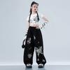 Summer Girls Jazz Dance Costume Trendy Crop Top Short Sleeve High Waist Pants Set For Stage Performance