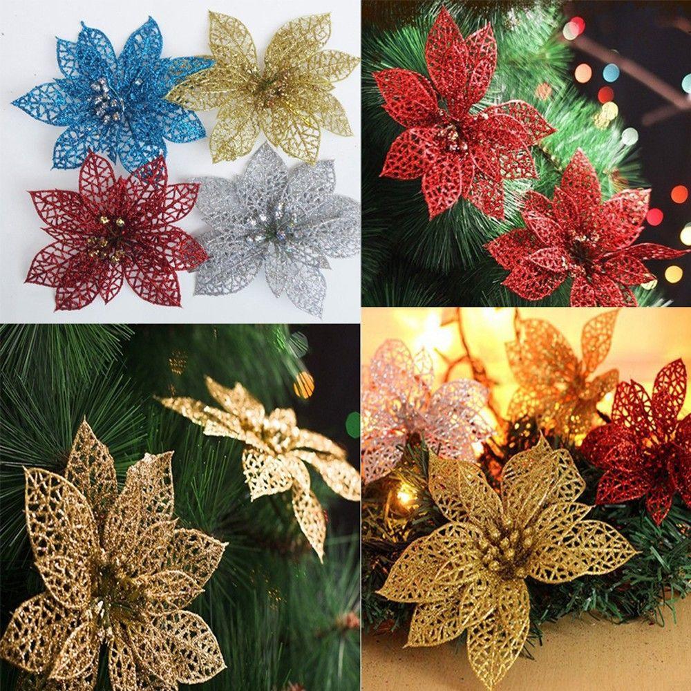 Decor Wedding Party Glitter Hollow Xmas Tree Decorations Flowers Christmas