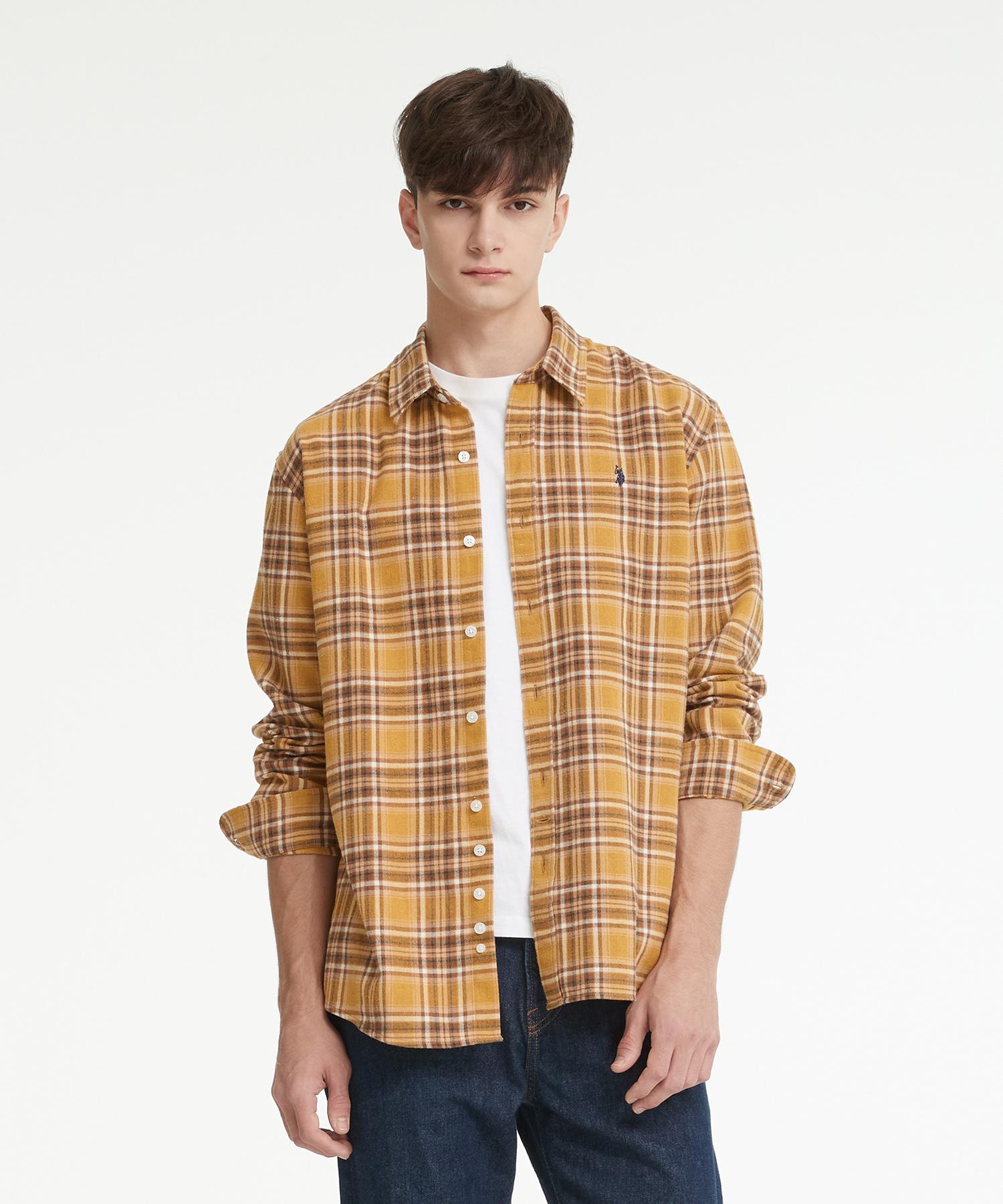 Us Polo Assn Cotton Brushed Shirt_Brown Check Brown Check/115