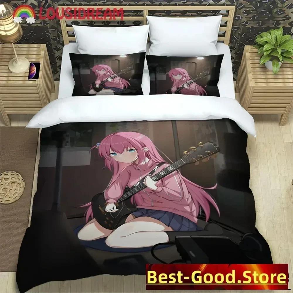 Anime Girl Lonely Rock Art Print Bedding set Printed Duvet Cover Pillowcase Single Double Queen Super King Size Sets