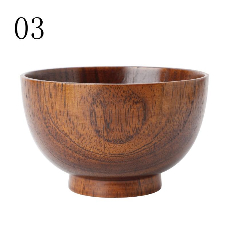 1Pc Wooden Bowl Japanese Style Wood Rice Soup Bowl Salad Bowl Food Container Large Small Bowl for Kids Tableware Wooden Utensils
