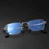 2026 Rimless Metal Frame Retro HD Anti-Blue Light Men's Reading Glasses for Seniors