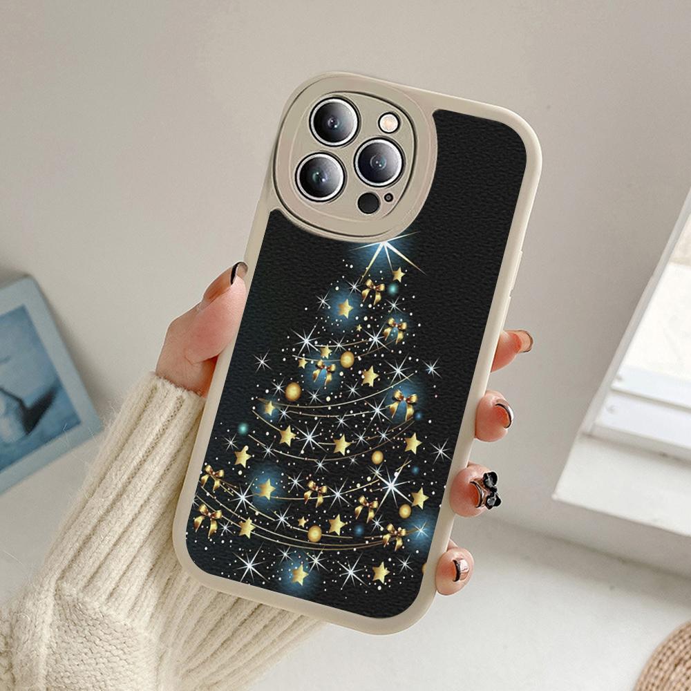 Fröhlicher Weihnachtsbaum Hirsch Handyhülle für Iphone 14 13 11 12 Pro MAX 13 12 MiNi 7 8plus 14 13 11PRO X XS 12 11 XR Lammfellhüllen