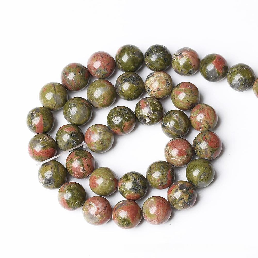 Natural Unaki Stone 4/6/8/10/12mm Red Green Beads 15"Strand Smooth Loose Spacer Beads for Jewelry Making DIY Bracelets Accessories