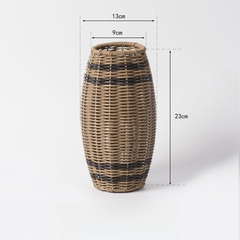 

Plastic Vase Pure Hand-woven Ornament Table Decoration Storage Bottle Creative Flower Arrangement Vase Home Accessories коричневий