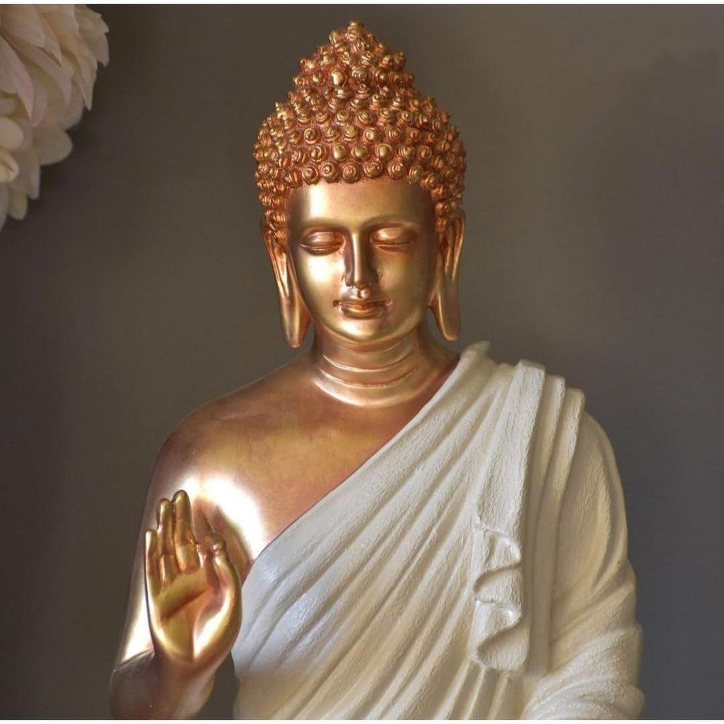 Nejnovější socha Sedícího Buddhy pro domácí a kancelářské dekorace, Socha Idolu z mramoru 15 palců