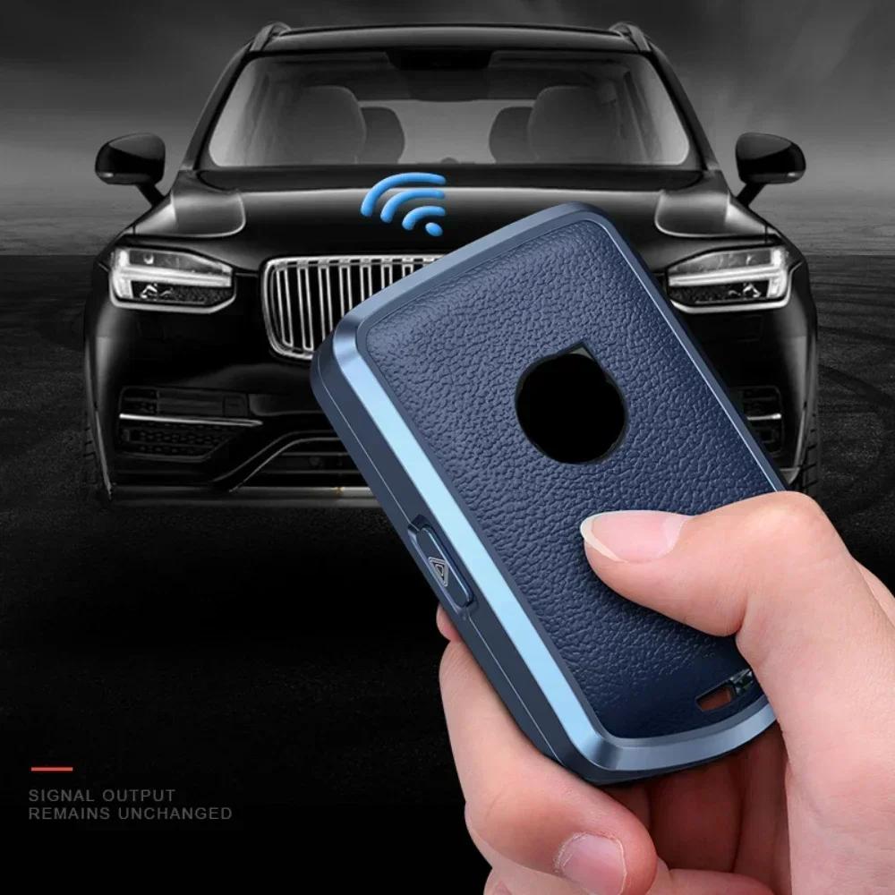 Aluminum Alloy Leather Car Key Case Cover Shell For Volvo S90 S60 Xc60 Xc90 Xc40 C40 V60 V90 T6 T8 Auto Accessaries Keychain