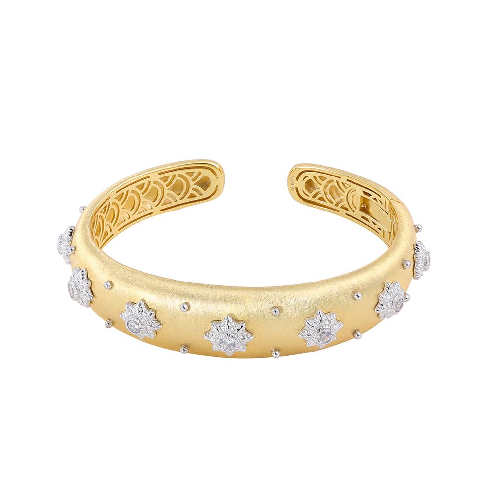 Italian Brushed Open Bangle Unisex 18K Gold Plated Zircon Luxury Vintage Court Style Fashion Jewelry Bracelet Gift золотой