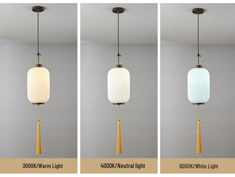 Modern Asian-Inspired Striped Glass Pendant Light for Restaurants and Bars