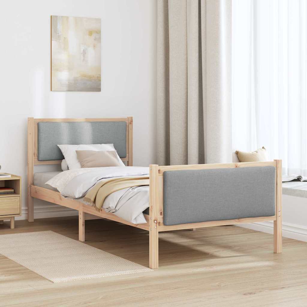 Bed Frame with Headboard Light Grey 90 x 190 cm Fabric