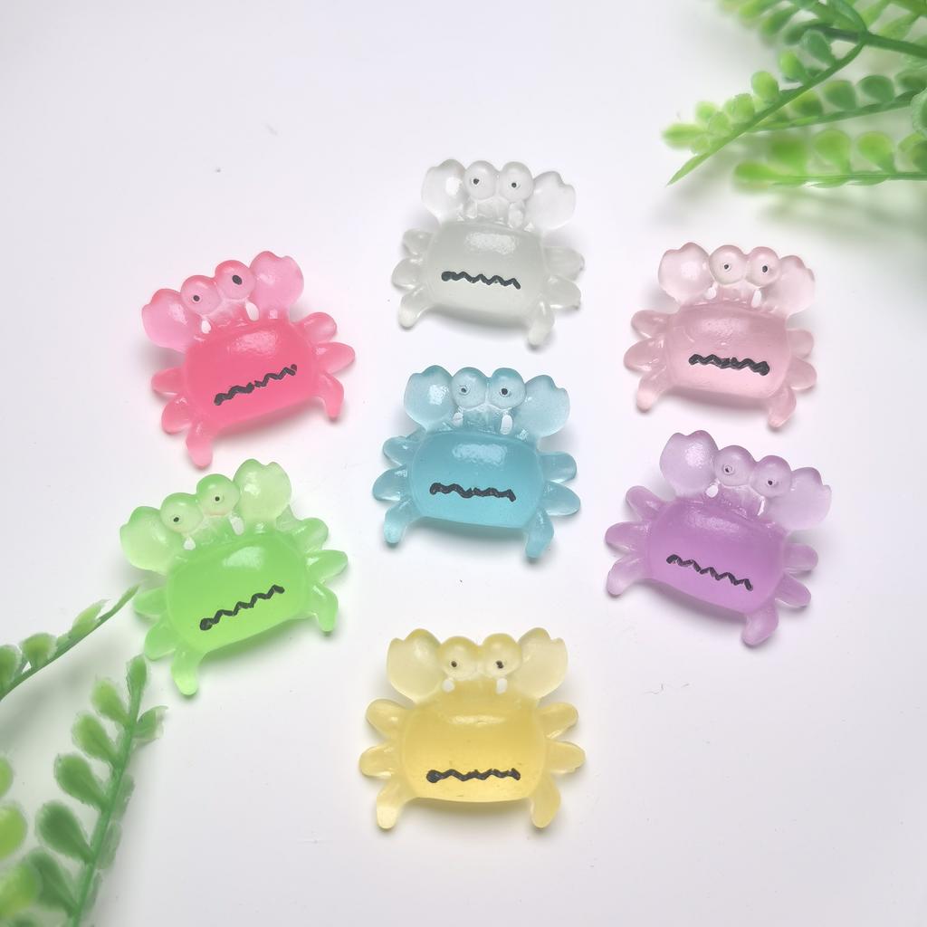 100pcs Simulated Colorful Glow Crab Resin Flatback Ocean Sea Cabochons Scrapbook Ornaments Applique Crafts DIY Hair Accessories