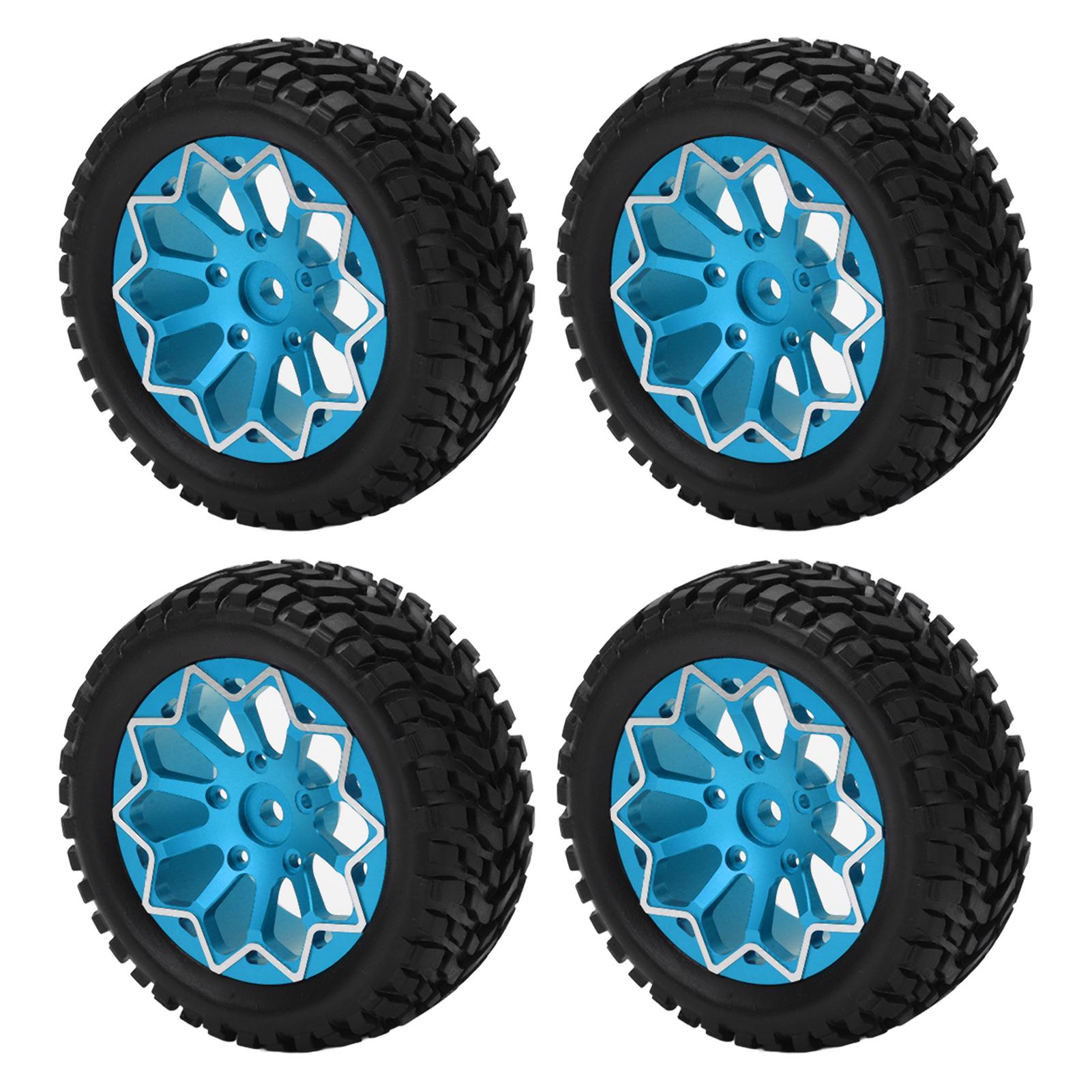 

4Pcs Set 1 10 RC Car Wheel Tires Aluminum Alloy Rubber Tyre for Tamiya TT01 On Road Racing Cars синій