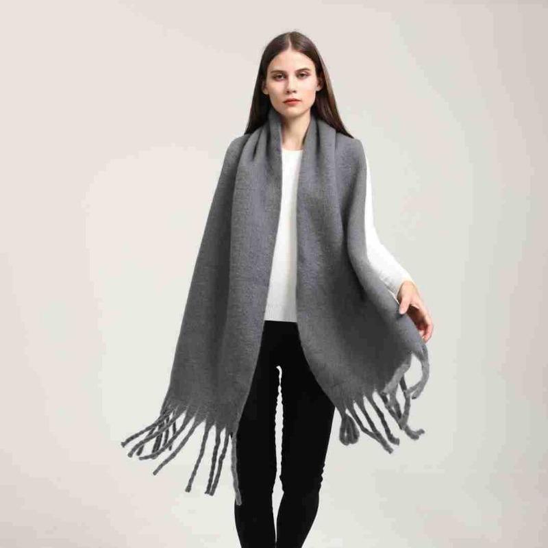 Versatile imitation cashmere solid color scarf women's winter new multi-color warm long shawl scarf