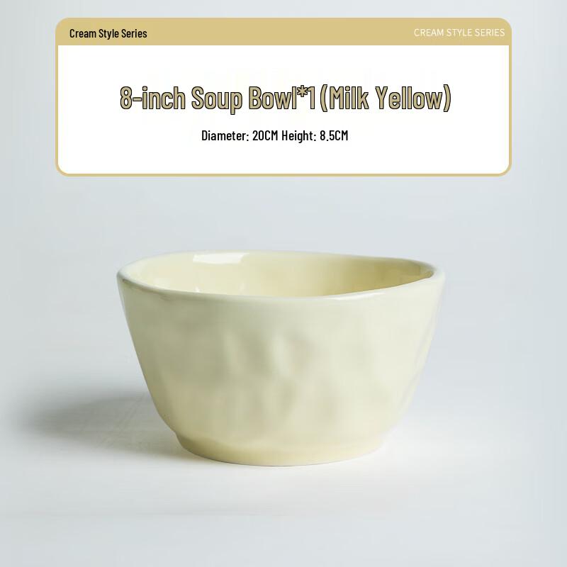 

ZISIZ Cream Style Underglaze Ceramic Soup Bowl Set