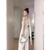 White Slanted Shoulder Sleeveless Single Shoulder Small Suspender Female Xia Ju Good-looking Vest Short Outer Irregular Streamer Top
