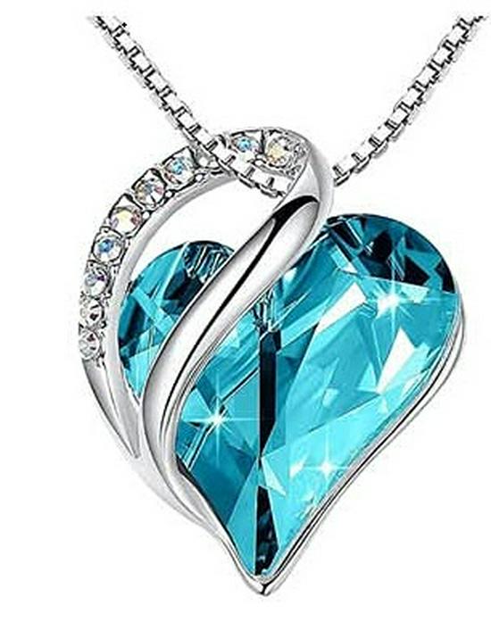 Heart-Shaped Geometric Birthstone Necklace for Women – European and American Style