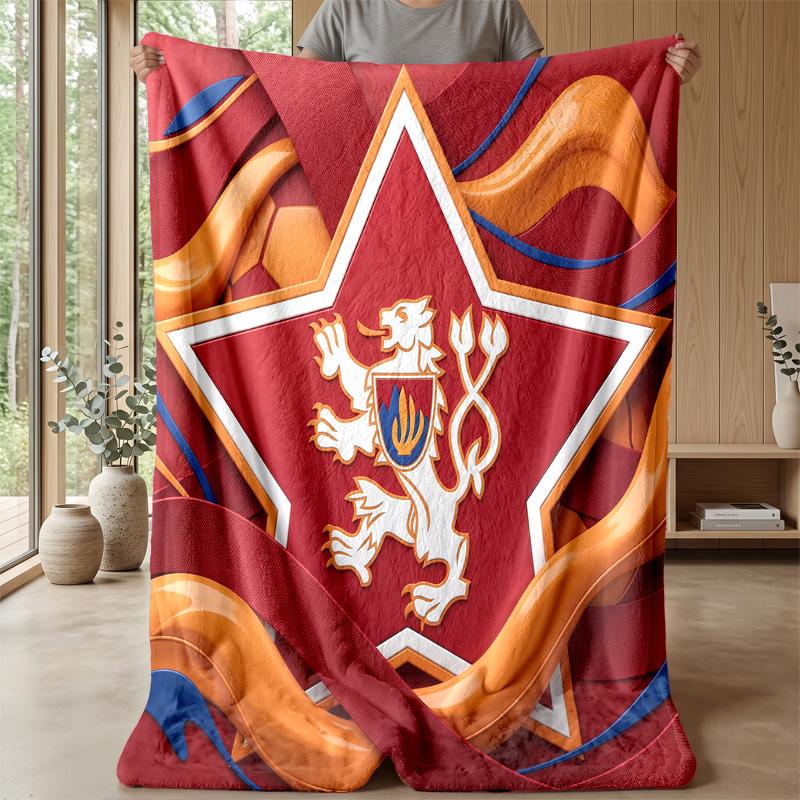 Czech Republi Football Printed Flannel Blanket Skin Friendly Warm Decorative Throw for Indoor Couch Bed Daily Use