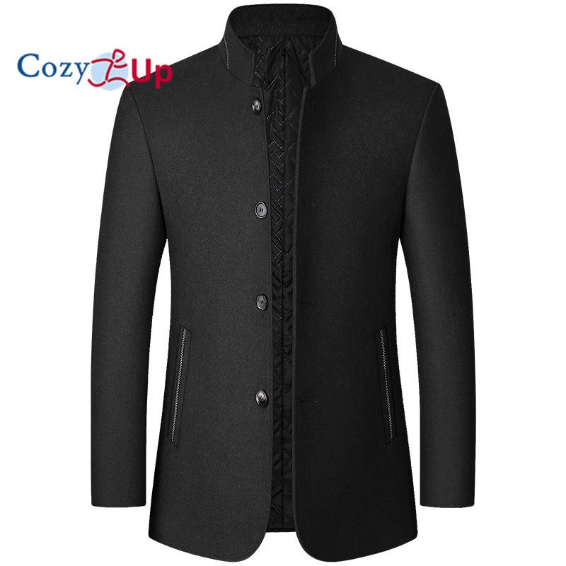 Cozy Up Cappotti per adolescenti Giacca autunno e inverno da uomo Cappotto di lana Giacca con risvolto tinta unita Abbigliamento casual da uomo d'affari lungo