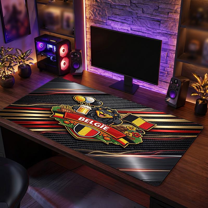 Belgium Football Crest Mouse Pad, Extended Non Slip Rubber Desk Mat for Gaming Office Laptop Fan Gift
