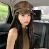 British Style Pu Leather Beret Autumn Winter Artist Cap Elegant Women's Beret  Streetwear