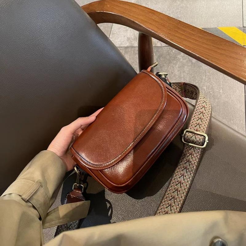 Genuine Leather Women's Bag New Style Women's Bag European and American Retro Hand-held One-shoulder Crossbody Bag Versatile Simple Bag